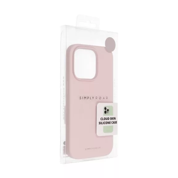 Roar Apple iPhone 15 Pro prémium szilikon tok velúr béléssel, világos rózsaszín