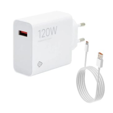   Xiaomi MDY-14-EE GaN USB-A- USB-C hálózati töltő adapter + adatkábel,120W, 6A, fehér