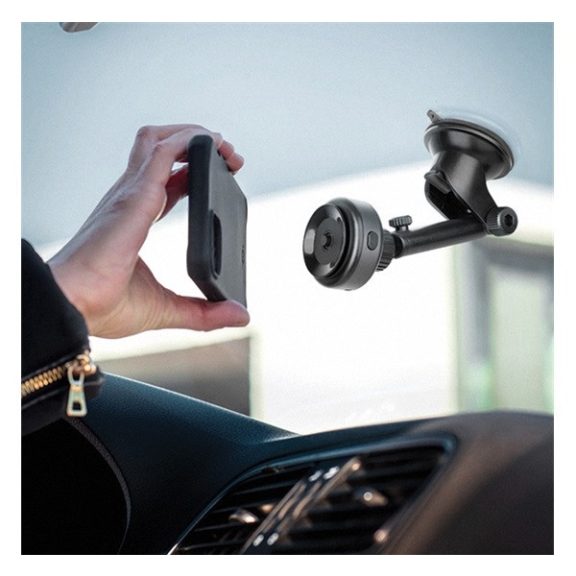 Energea AirLock univerzális autós tartó vezetéknélküli töltéssel, szélvédőre, fekete