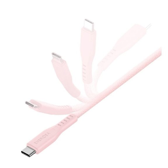 Energea Flow C94 USB-C / Lightning MFI szövet gyorstöltő- és adatkábel, 1.5m, 60W, 3A, rózsaszín