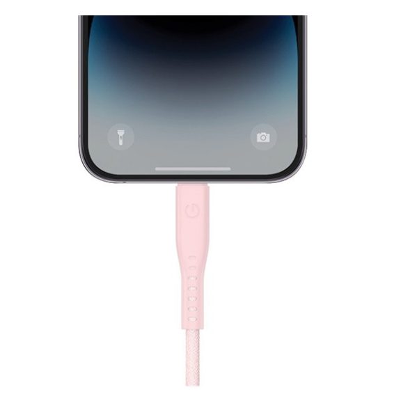 Energea Flow C94 USB-C / Lightning MFI szövet gyorstöltő- és adatkábel, 1.5m, 60W, 3A, rózsaszín