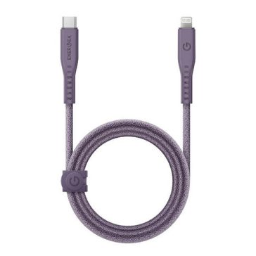   Energea Flow C94 USB-C / Lightning MFI szövet gyorstöltő- és adatkábel, 1.5m, 60W, 3A, lila