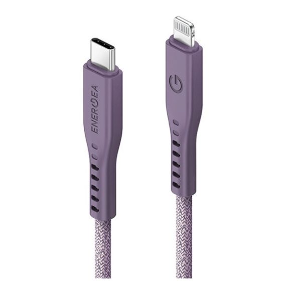 Energea Flow C94 USB-C / Lightning MFI szövet gyorstöltő- és adatkábel, 1.5m, 60W, 3A, lila