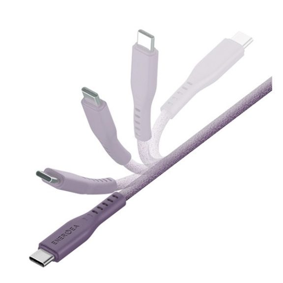 Energea Flow C94 USB-C / Lightning MFI szövet gyorstöltő- és adatkábel, 1.5m, 60W, 3A, lila