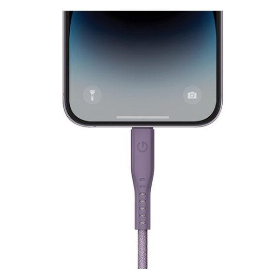 Energea Flow C94 USB-C / Lightning MFI szövet gyorstöltő- és adatkábel, 1.5m, 60W, 3A, lila