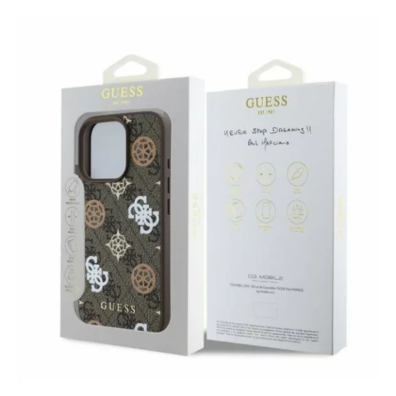 Guess Peony On 4G Background Apple iPhone 16 Pro MagSafe kompatibilis tok, barna GUHMP16LP4PWPW