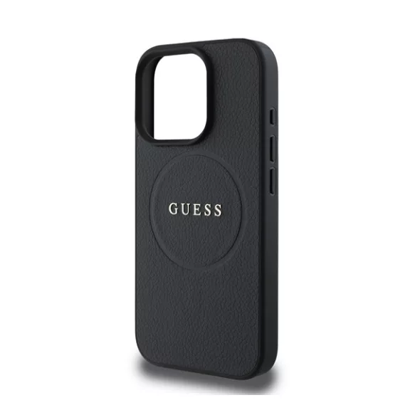 Guess Grained Gold Ring MagSafe Apple iPhone 16 Pro hátlap tok, fekete/barna GUHMP16LPGHSMMK