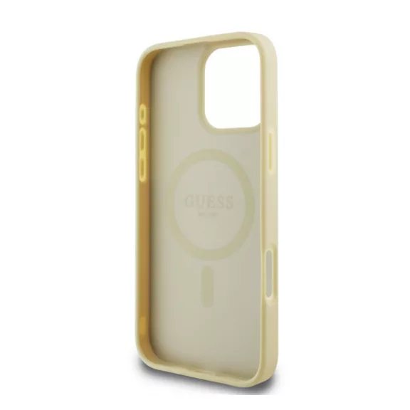 Guess Saffiano Peony Classic Logo Apple iPhone 16 Pro hátlap tok, arany GUHMP16LPSAPSMED