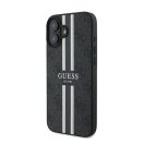 Guess 4G Printed Stripes MagSafe Apple iPhone 16 Plus hátlap tok, fekete/barna GUHMP16MP4RPSK