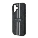 Guess 4G Printed Stripes MagSafe Apple iPhone 16 Plus hátlap tok, fekete/barna GUHMP16MP4RPSK