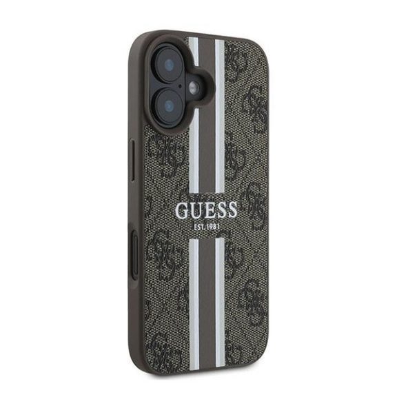 Guess 4G Printed Stripes MagSafe Apple iPhone 16 Plus hátlap tok, barna GUHMP16MP4RPSW
