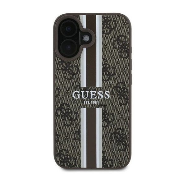 Guess 4G Printed Stripes MagSafe Apple iPhone 16 Plus hátlap tok, barna GUHMP16MP4RPSW
