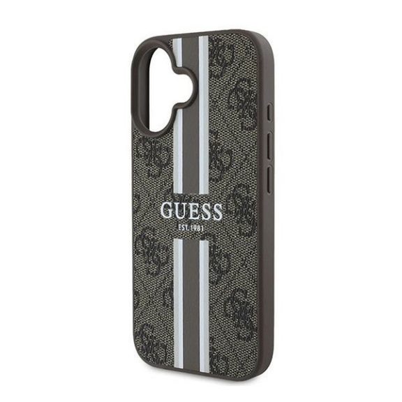 Guess 4G Printed Stripes MagSafe Apple iPhone 16 Plus hátlap tok, barna GUHMP16MP4RPSW