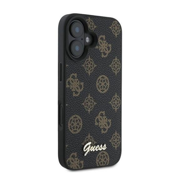 Guess PU Peony Script Apple iPhone 16 Plus MagSafe kompatibilis tok, fekete/barna GUHMP16MPGPYSK