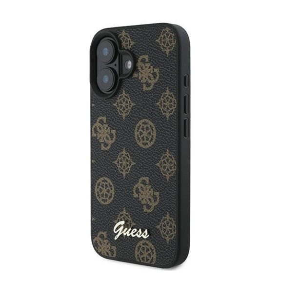 Guess PU Peony Script Apple iPhone 16 Plus MagSafe kompatibilis tok, fekete/barna GUHMP16MPGPYSK