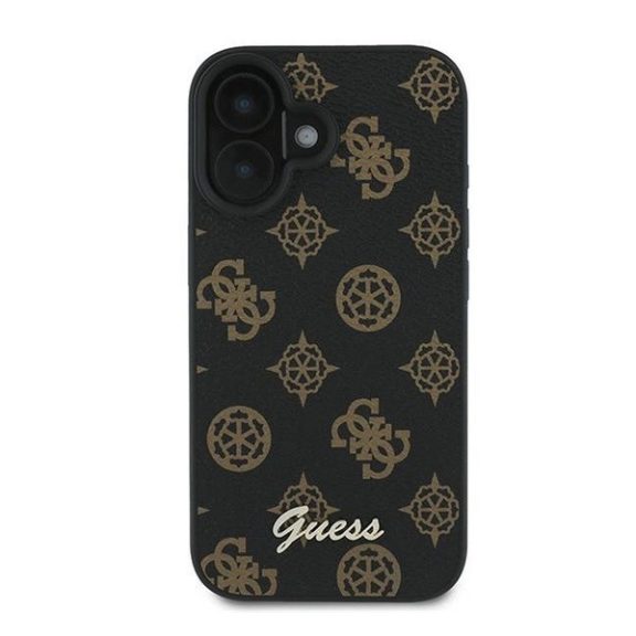 Guess PU Peony Script Apple iPhone 16 Plus MagSafe kompatibilis tok, fekete/barna GUHMP16MPGPYSK