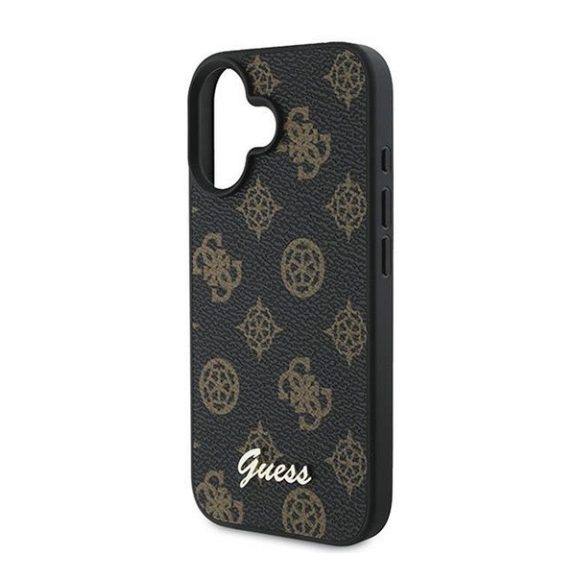 Guess PU Peony Script Apple iPhone 16 Plus MagSafe kompatibilis tok, fekete/barna GUHMP16MPGPYSK