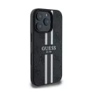Guess 4G Printed Stripes MagSafe Apple iPhone 16 Pro Max hátlap tok, fekete/barna GUHMP16XP4RPSK