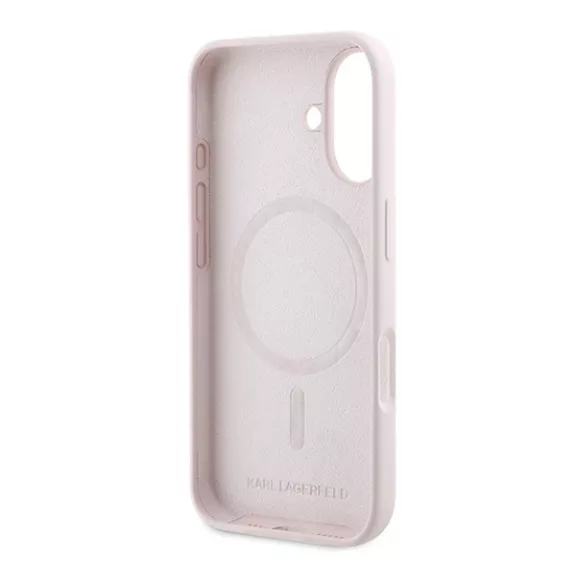 Karl Lagerfeld Silicone KC Heads Ring Apple iPhone 16 hátlap tok, rózsaszín KLHMP16SSCMKCRHP