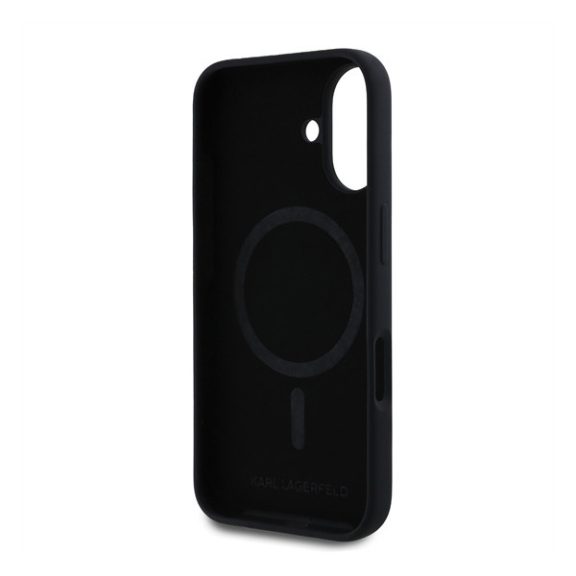 Karl Lagerfeld Liquid Silicone Karl and Choupette MagSafe Apple iPhone 16 Plus hátlap tok, fekete