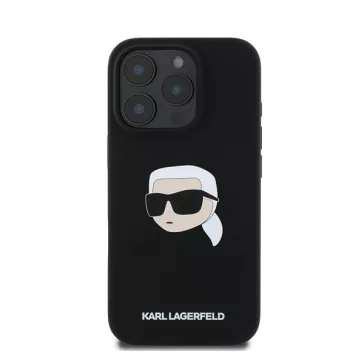   Karl Lagerfeld Liquid Silicone Karl Head MagSafe Apple iPhone 16 Pro Max hátlap tok, fekete