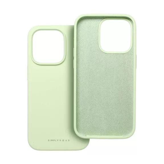 Roar Apple iPhone 16 Pro prémium szilikon tok velúr béléssel, világoszöld