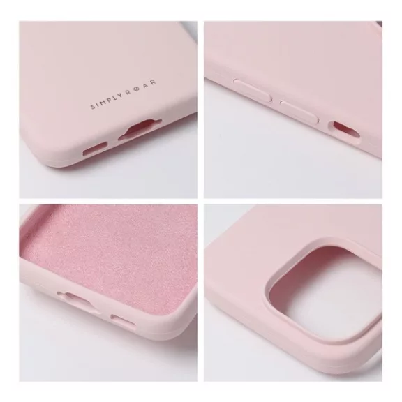 Roar Apple iPhone 16 Pro Max prémium szilikon tok velúr béléssel, világosrózsaszín
