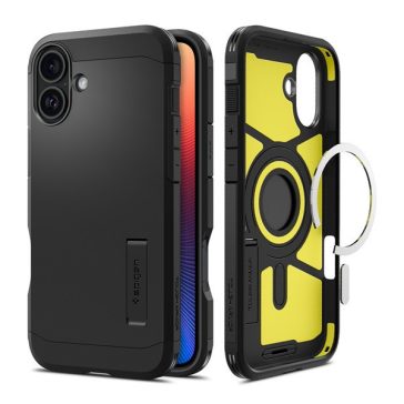   Spigen Tough Armor MagFit iPhone 16 Plus tok, MagSafe, fekete ACS08085