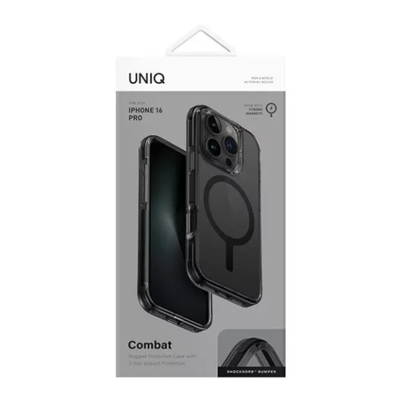 Uniq Combat Apple iPhone 16 Pro MagSafe szilikon tok, karbon fekete
