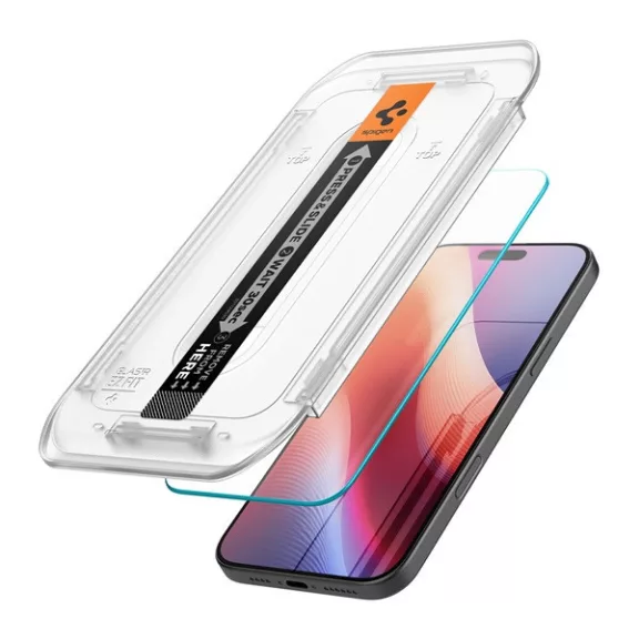 Spigen Glas.tR EZ Fit Apple iPhone 16 Pro Max / 17 Pro Max, tempered kijelzővédő fólia felhelyező kerettel (2db) AGL07907
