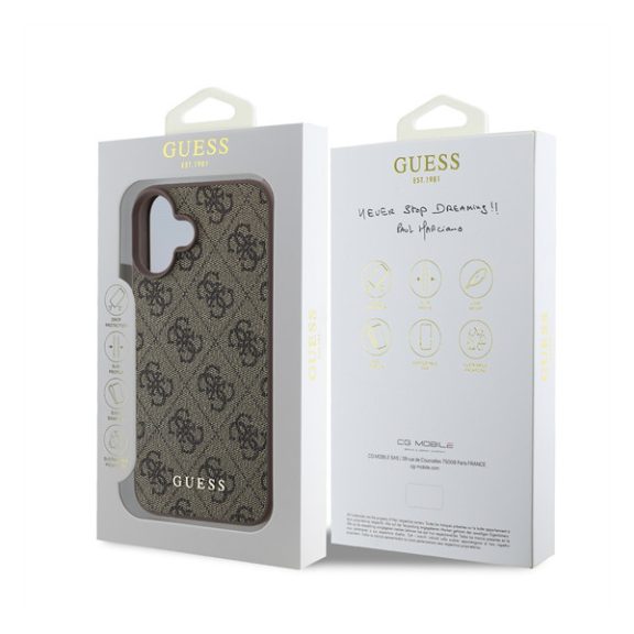 Guess 4G Charm Apple iPhone 16 Plus Tone on Tone hátlap tok, barna