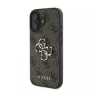 Guess PU 4G Metal Logo Apple iPhone 16 hátlap tok, barna