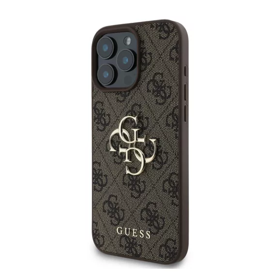 Guess PU 4G Metal Logo Apple iPhone 16 Pro hátlap tok, barna