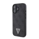 Guess PU 4G Strass Triangle Metal Logo Apple iPhone 16 hátlap tok Crossbody pánttal, fekete