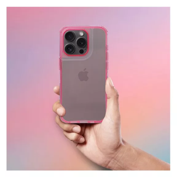 Matrix Apple iPhone 15 Pro hátlap tok kameravédő peremmel, rózsaszín