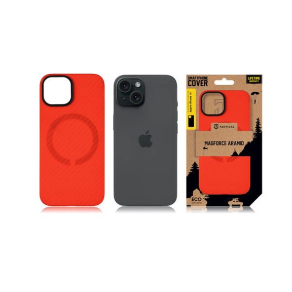 Tactical MagForce Aramid Apple iPhone 15 MagSafe kompatibilis tok, piros