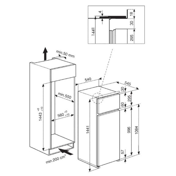 Whirlpool ART 3802 beépíthető felülfagyasztós hűtőszekrény