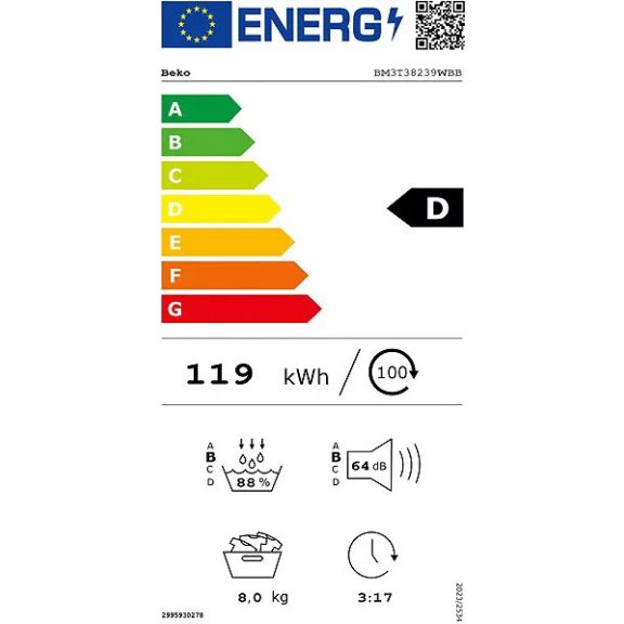 Beko BM3T38239WBB Hőszivattyús szárítógép