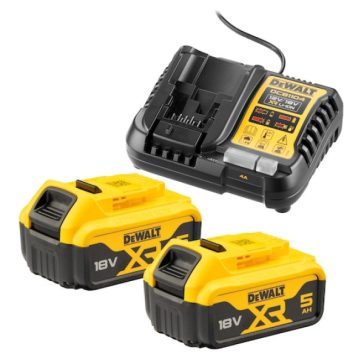   DEWALT DCB1104P2-QW Akkukészlet, 18V XR, 2×5Ah, töltővel, starter kit