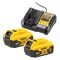 DEWALT DCB1104P2-QW Akkukészlet, 18V XR, 2×5Ah, töltővel, starter kit