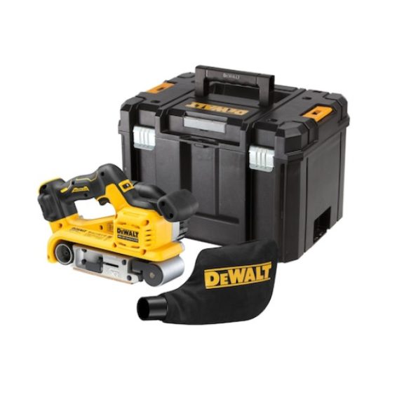 DEWALT DCW220NT-XJ Szalagcsiszoló, 18V XR, kefe nélküli, TSTAK, koffer, akkumulátor és töltő nélkül