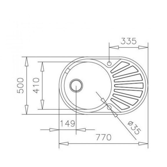 Teka Centroval DR-77 ovális mosogatótál, inox 40127301