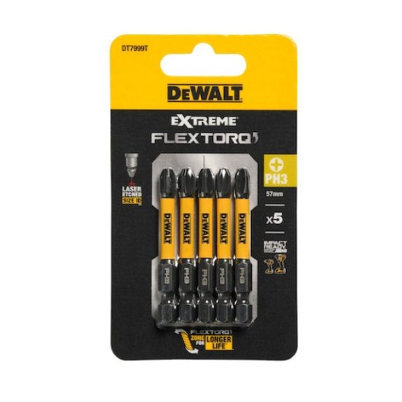 DEWALT DT7999T-QZ Bithegy, csavarhúzó, PH3, 57mm, FLEXTORQ, 5db