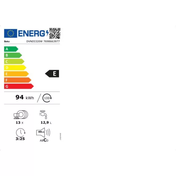 Beko DVN-05320W Mosogatógép, fehér