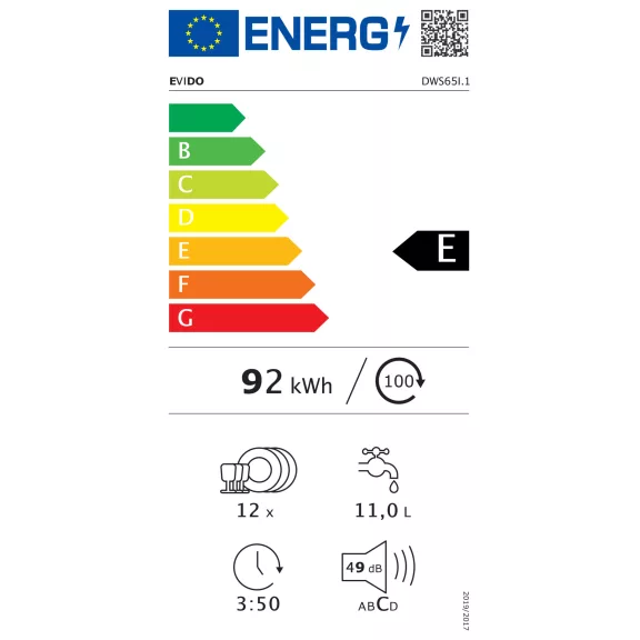 Evido Aqualife 60i DW65I.2 Beépíthető mosogatógép