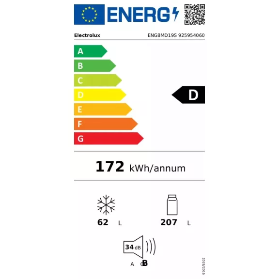 Electrolux ENG8MD19S Beépíthető alulfagyasztós hűtőszekrény