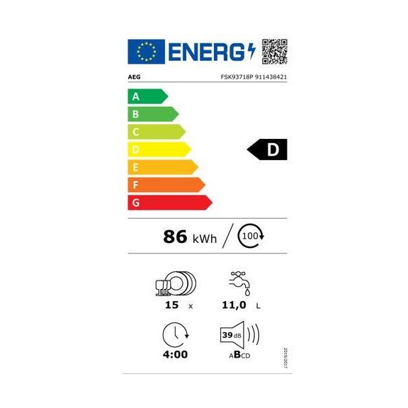 AEG FSK93718P Beépíthető mosogatógép
