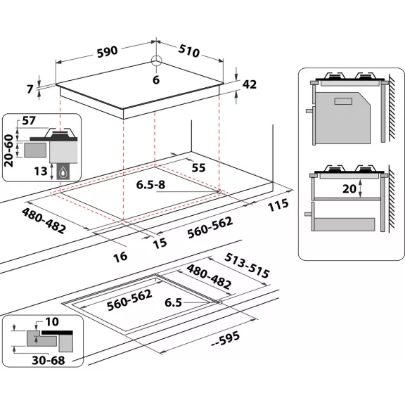 Whirlpool GOFL 629/S Beépíthető gázfőzőlap