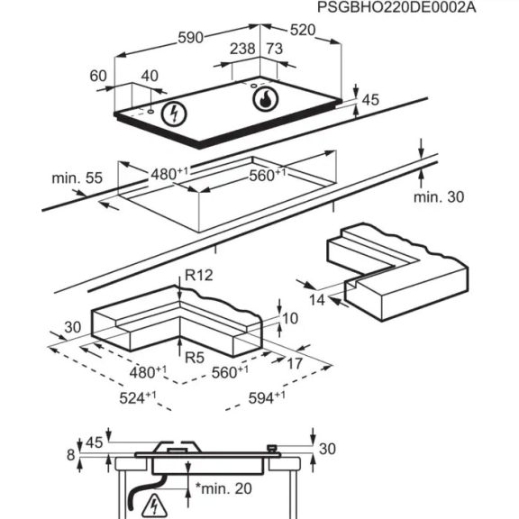 AEG HKB64453NB Beépíthető gázfőzőlap