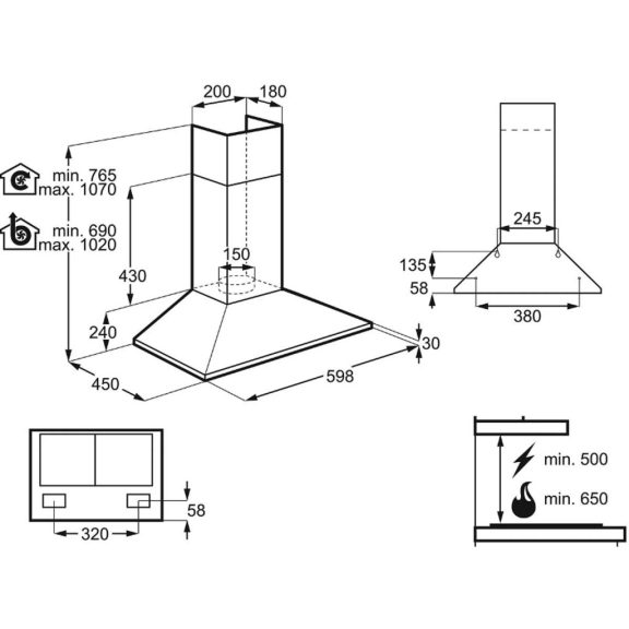 Electrolux LFC316X Fali kürtős páraelszívó